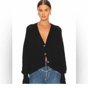 Free People Women's Button Oversized Found My Friend Relaxed Cardigan Black Sz S